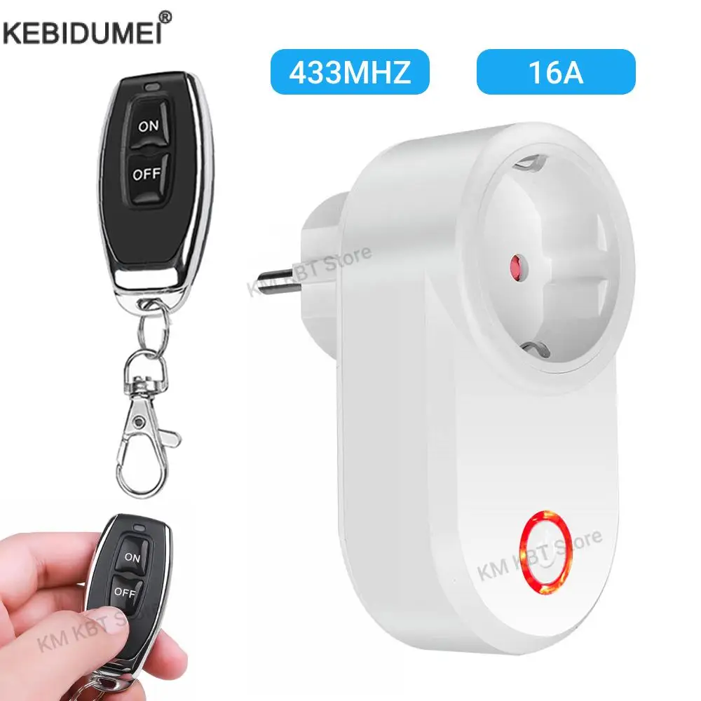 433Mhz Wireless Remote Control Socket Smart EU FR Plug Remote Power Outlet 15A 220V for Home Appliance Light Fan