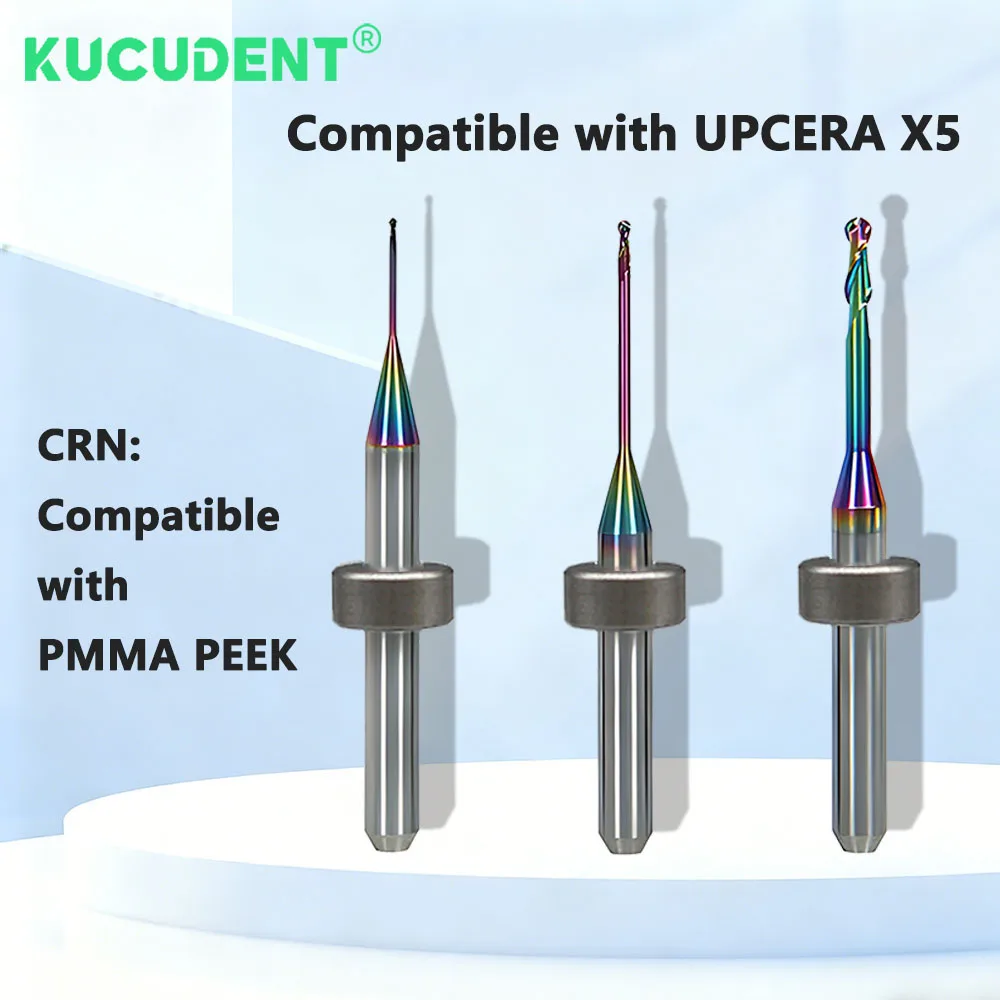 

Dental Milling Burs 0.6/1.0/2.0mm Sizes for PMMA PEEK Wax D4 High Precision Grinding Drills Fit UPCERA X5 CAD/CAM Systems