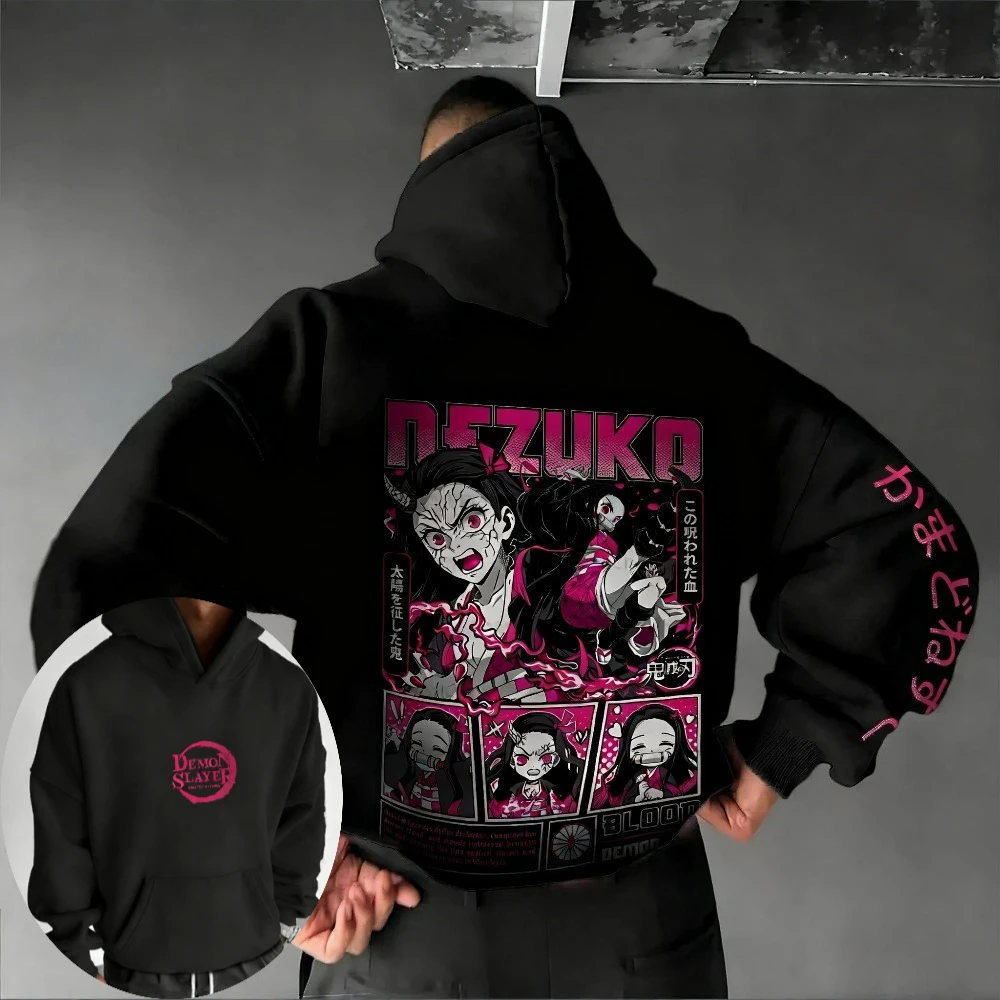 

Мужская толстовка с капюшоном Demon Slayer: Kimetsu no Yaiba Kamado Nezuko, аниме, весенне-осенне-зимняя одежда для мальчиков с длинными рукавами для родителей и детей