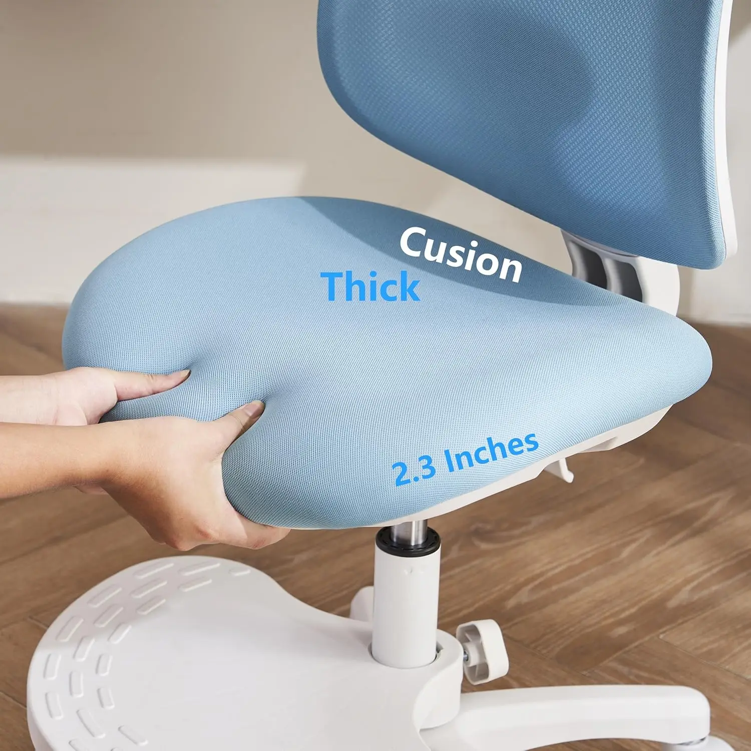 Kids Ergonomic Study Chair with Lumbar Support, Adjustable Height & Backrest, Mesh Shell in Blue