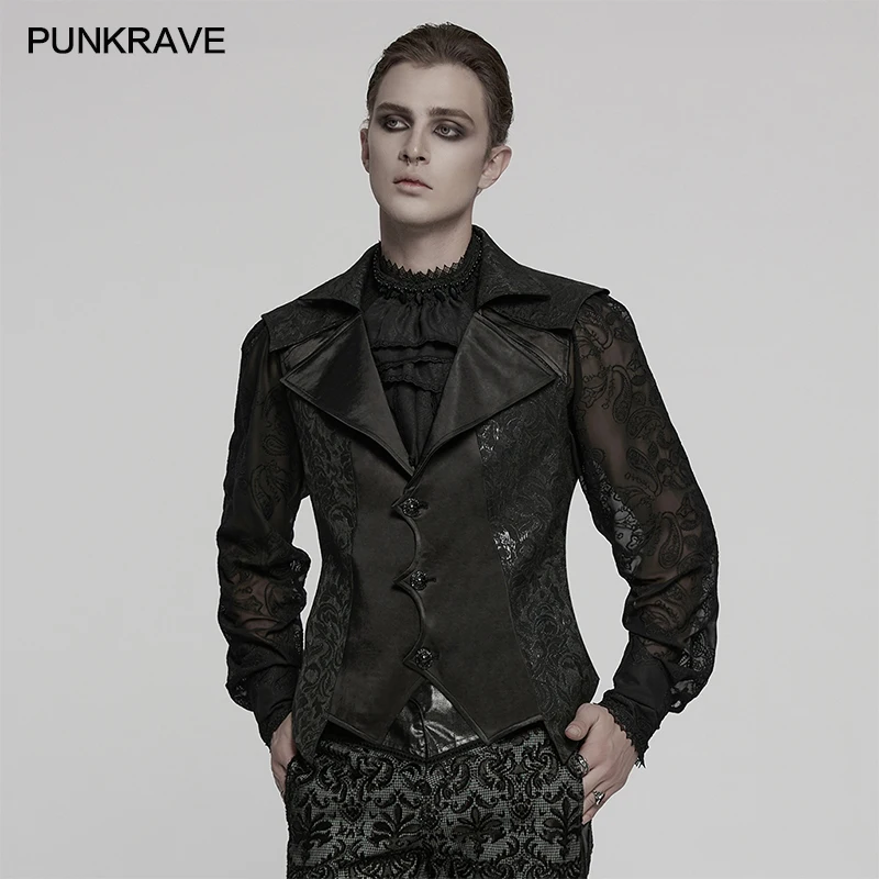 

PUNK RAVE Men's Gothic Embossed Jacquard Woven Gentle Waistcoat Double-layer Flying Shoulder Power Sense Gorgeous Waistcoat