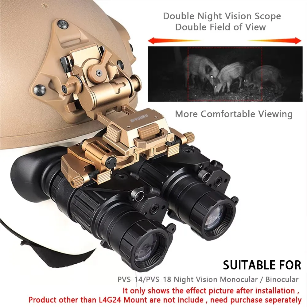 ZIYOUHU DVS-D gafas de visión nocturna accesorios de montaje para casco cola de milano L4G24 Compatible con cabezal de binoculares Monoculares PVS-15 PVS-18