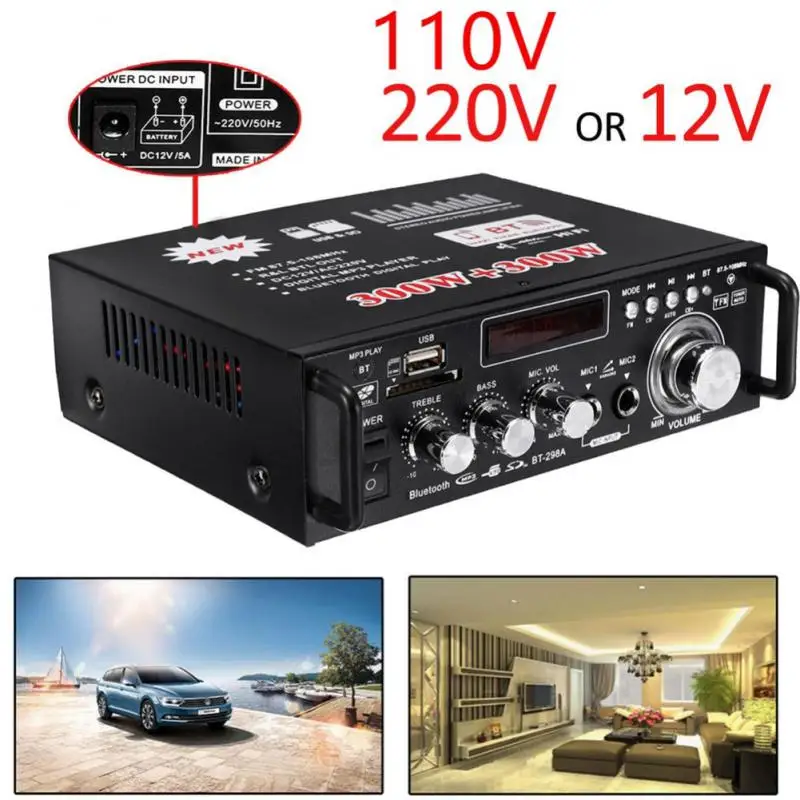 

Digital Home Amplifiers Audio Display 300W+300W 110-220V Digital HIFI Audio Stereo Power Amplifier 2 Channel