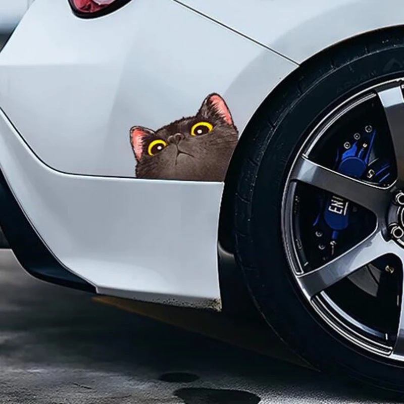 One Pair/Bag Lovely Cat Head Stretched Out Peeking Car Sticker Creative Funny Waterproof Car Suitcase Laptop Sticker Decorations