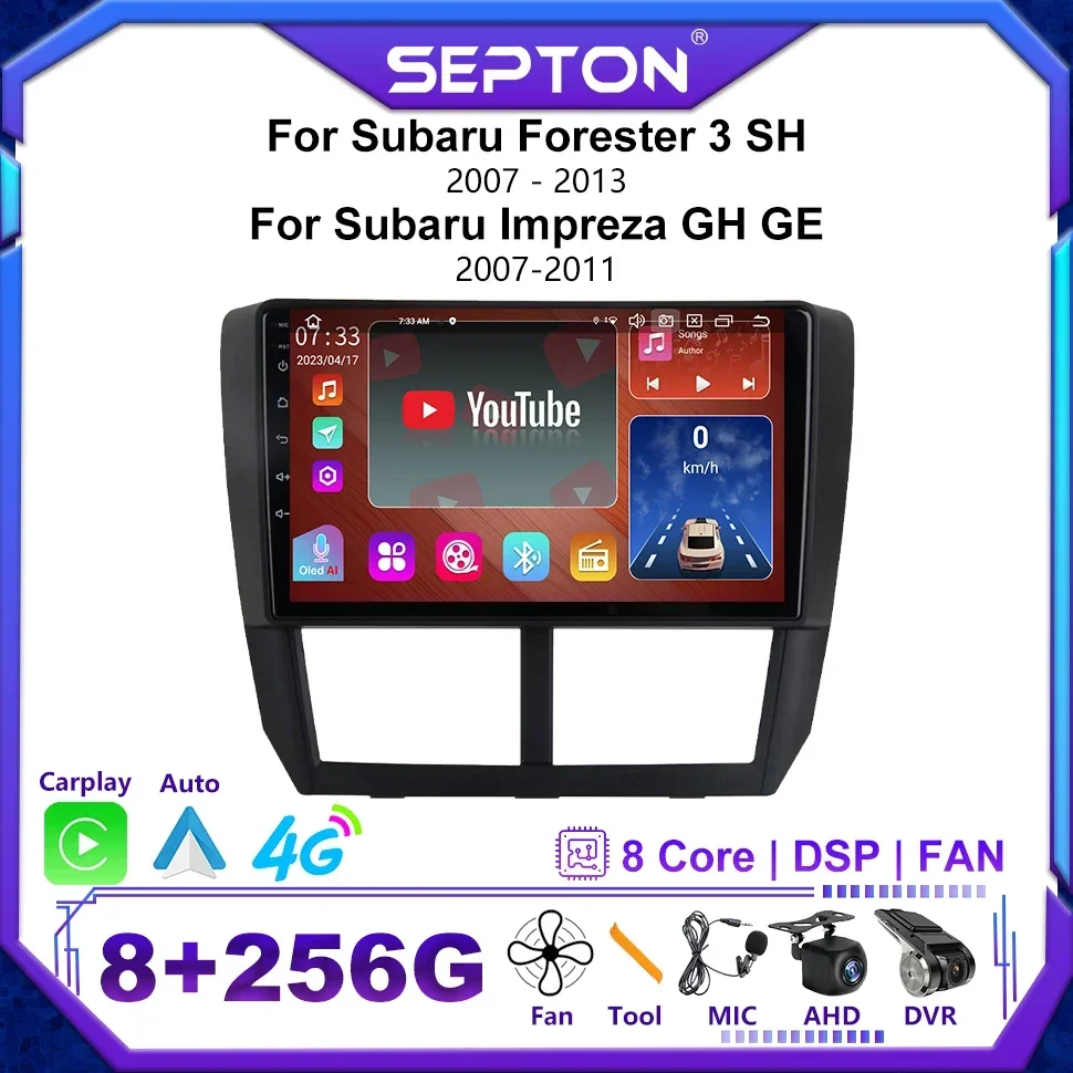 

SEPTON Android 2Din Car Radio for Subaru Forester 3 SH 2007- 2013 for Subaru Impreza GH GE 2007- 2011 GPS Auto Multimedia Player