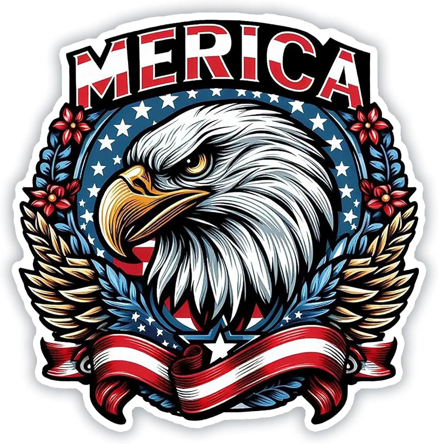 2 Pack Merica Bald Eagle Patriotic PVC Vinyl Sticker For Car Window And Travel Journal Decorative Graphic Design Decal