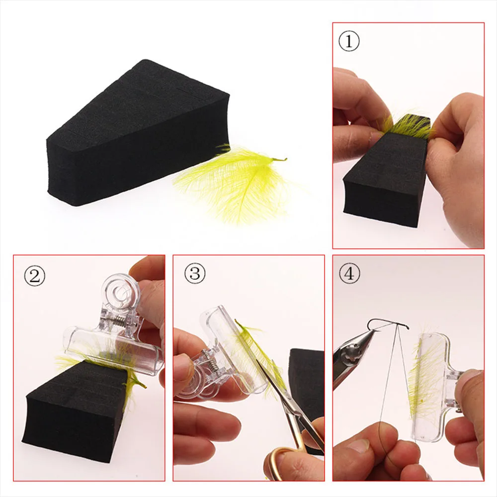 ICERIO Clear Plastic Dubbing Loop Clip S M L XL Feather Hackle Holding Tool EVA Foam Fly Tying Accessories - view 6