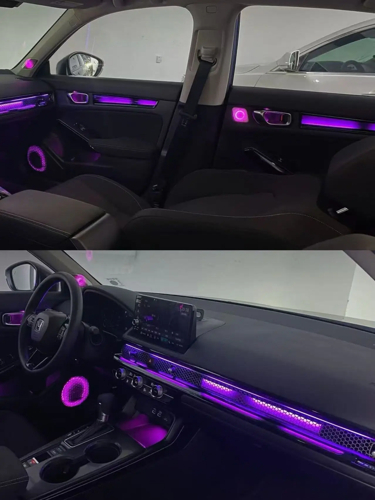 RHD LHD Auto lnterior Ambient Light for Honda Civic 11th2022-2026 64 Color Bracket with rainbow Symphony LEDAmbient Light Kit