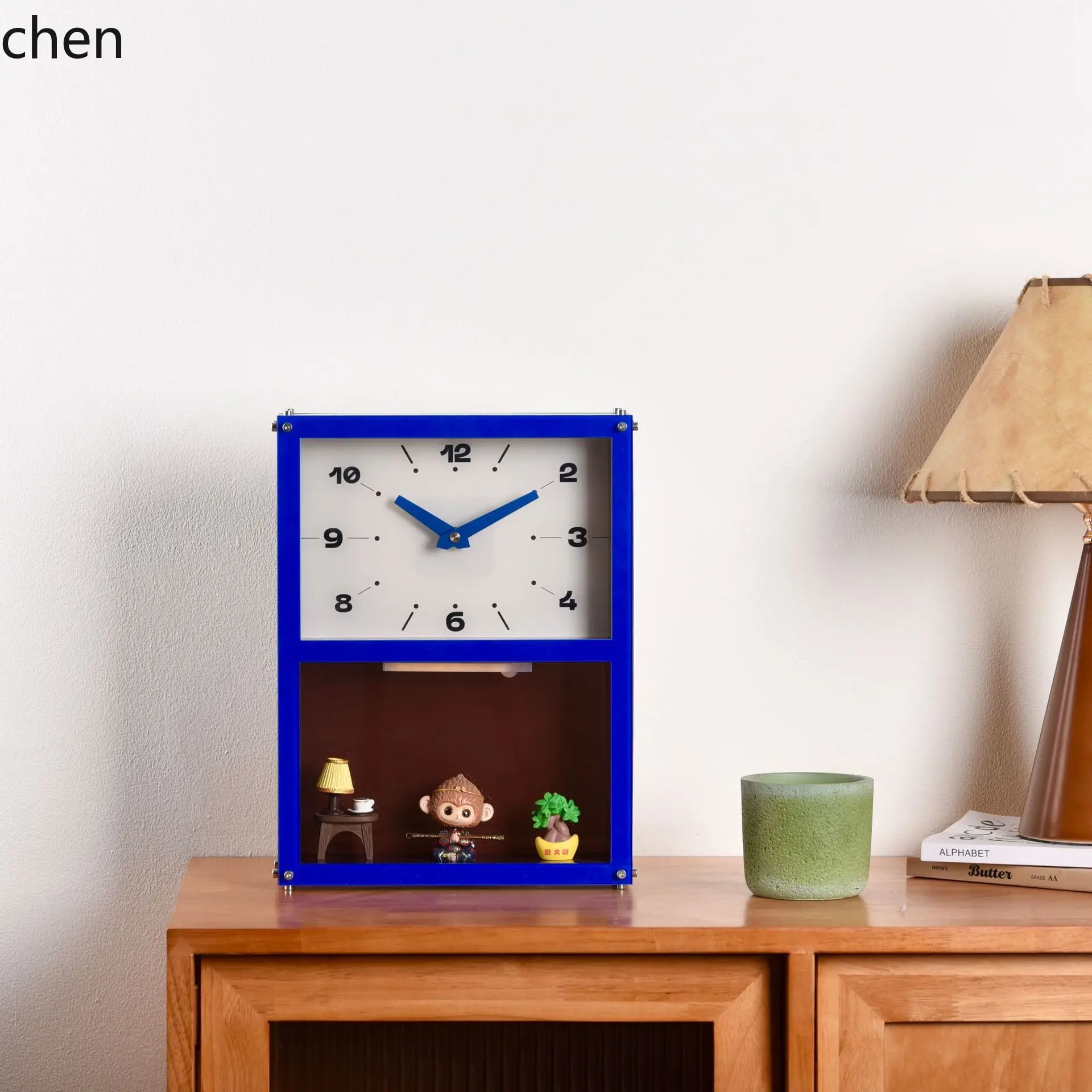 ZML clock for the living room, wall-mounted rectangular wall clock with a high-end feel and lighting, blind box