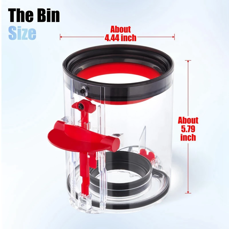 صندوق غبار ومرشح HEPA كما هو موضح من البلاستيك لديسون ، مكنسة كهربائية لاسلكية ، علبة ودلو ، V10 ، SV12