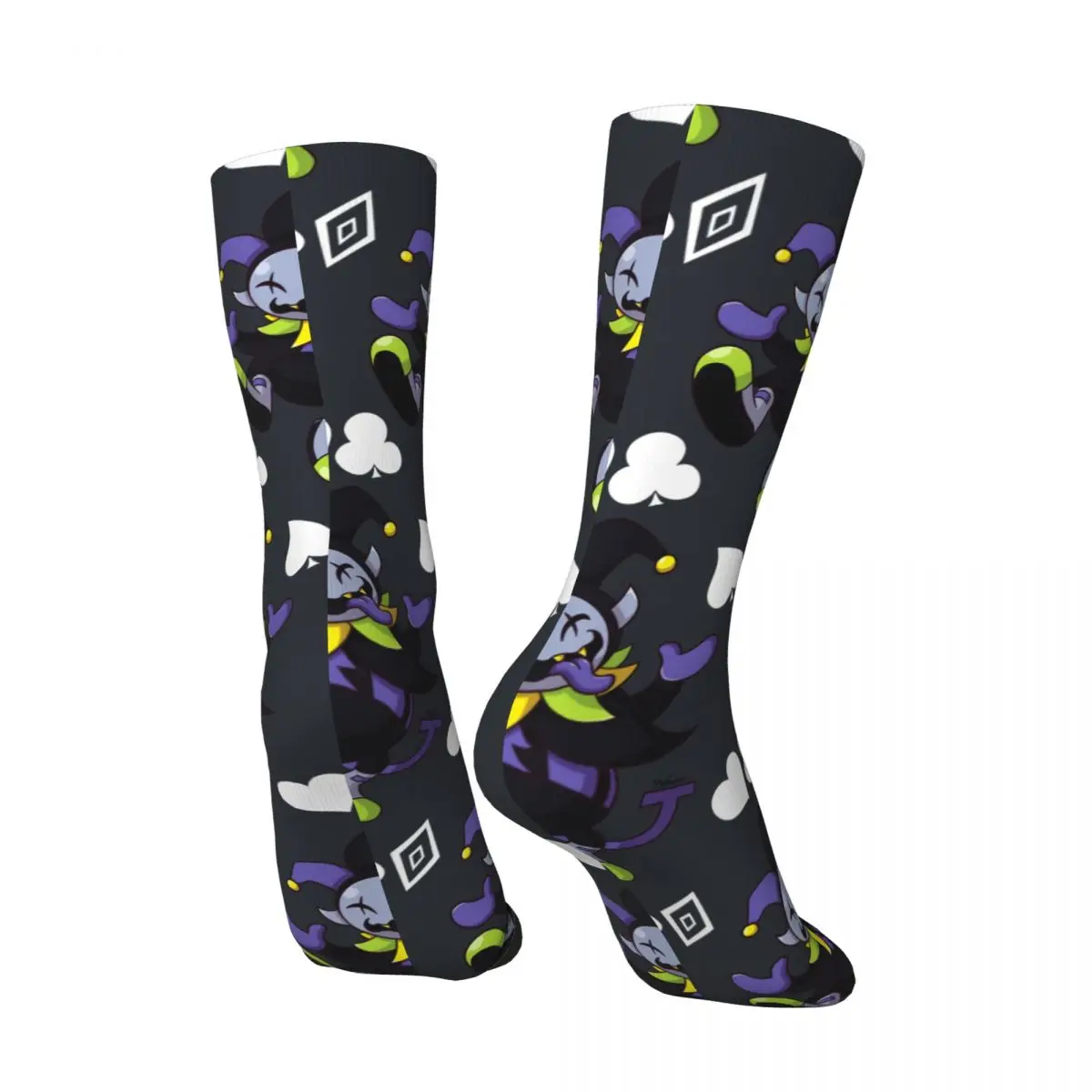 Funny Men's compression Socks Spit Out Tongue Retro Harajuku Deltarune Hip Hop Novelty Pattern Crew Crazy Sock Gift Printed