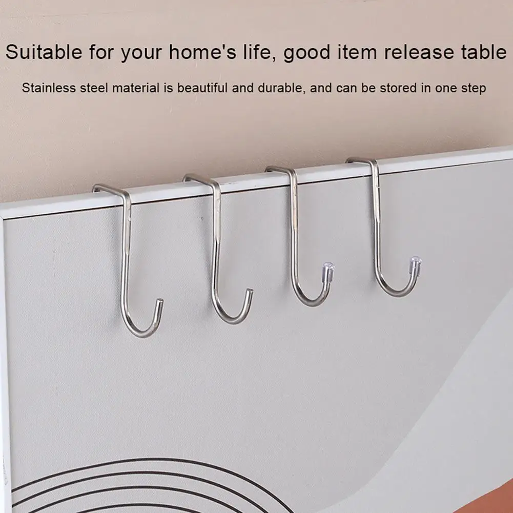 Stainless Steel Door Hook Double Groove Design Hook Stainless Steel Double S-shape Hook for Kitchen Bathroom Cabinet Door Back