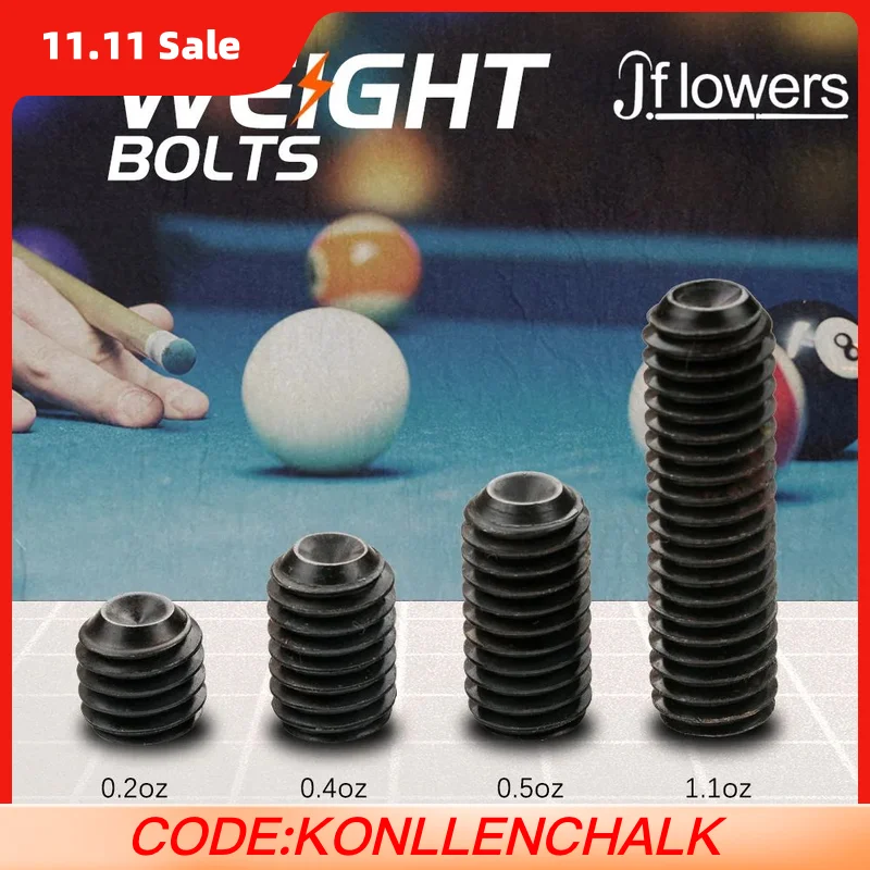 Jflowers Weight Bolt Adjust 0.2/0.4/0.5/0.7oz 12/19/25/45mm 4 Pieces Set of Weight Bolt Adjustable Billiard Accessories