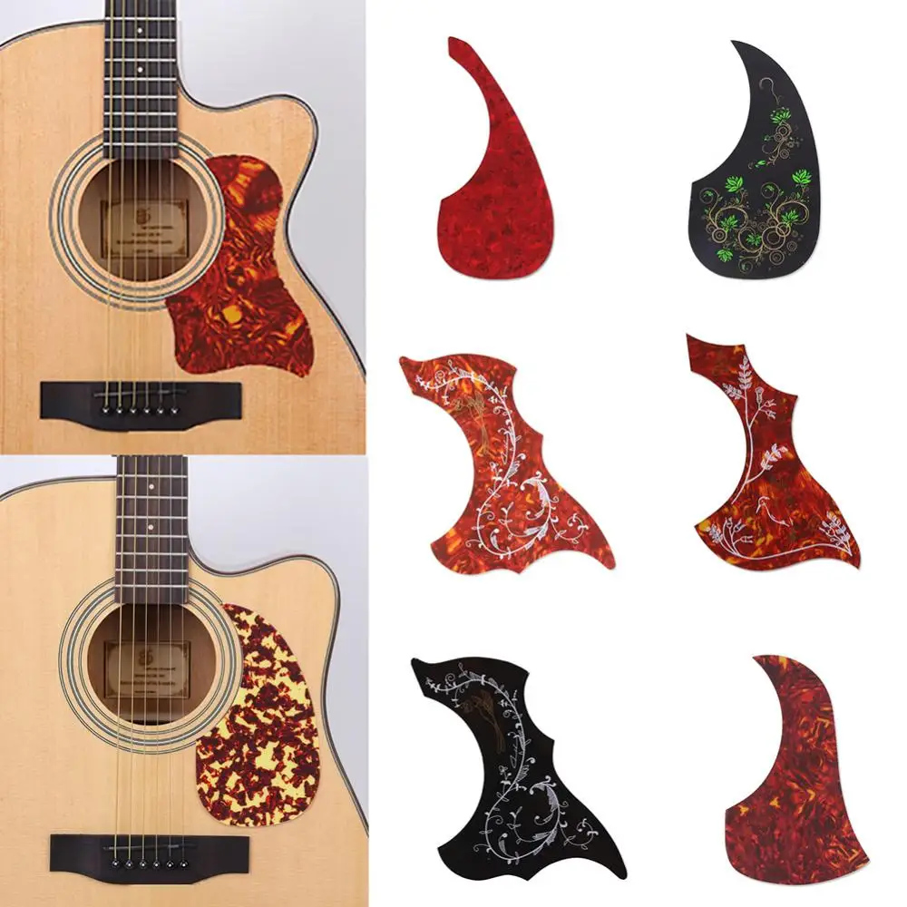 Self-adhesive Acoustic Folk Guitar Pickguard Celluloid Pick Guard Board Sticker Comma Shape Scratch Plate Folk Pick Guard