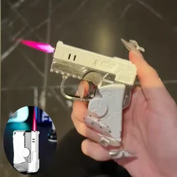 New Windproof Deformable Gun Lighter Gyroscopic Butane Inflatable Portable Pink Flame Lighter Cigarette Accessories Men's Gift