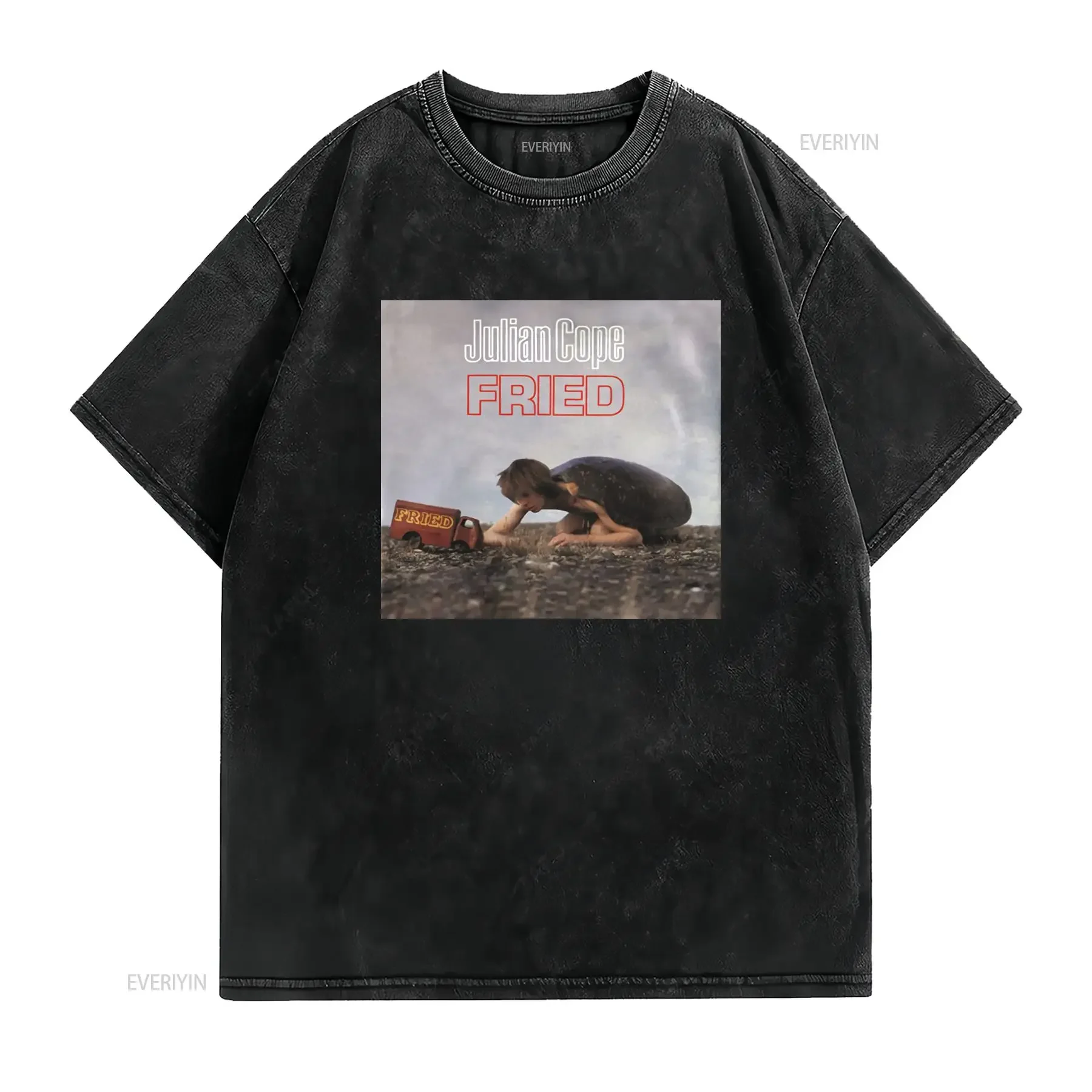 Julian Cope Fried Vinyl CD T Shirt Casual Crew Neck Slight Stretch Fabric Regular Fit Print Pattern Perfect for Men All season