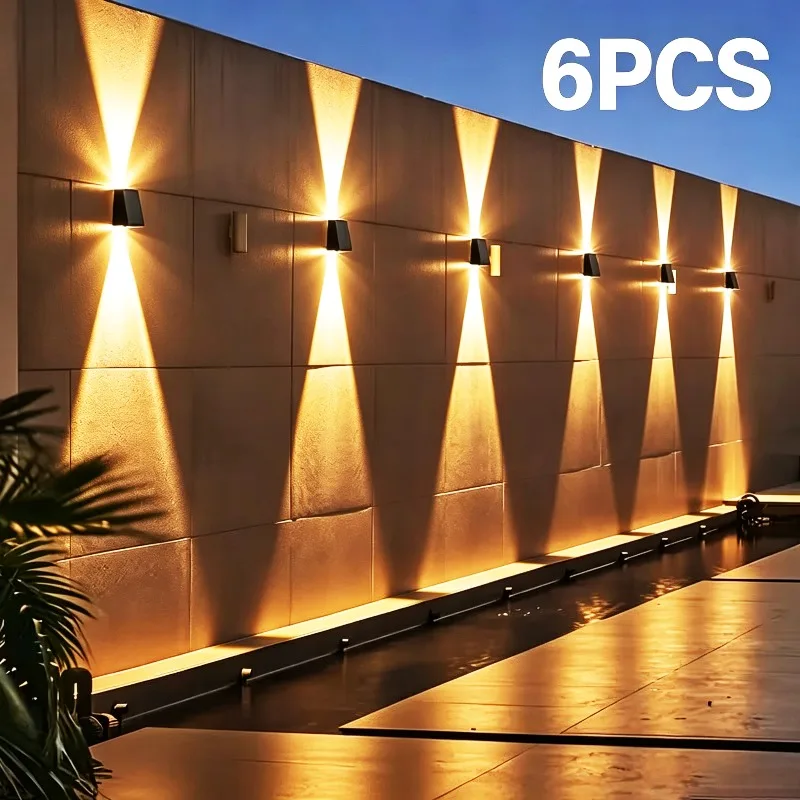 LED Solar Wall Washer Light Up and Down Illuminated Solar Wall Light Waterproof Outdoor Light Streetlights Garage Garden Decor