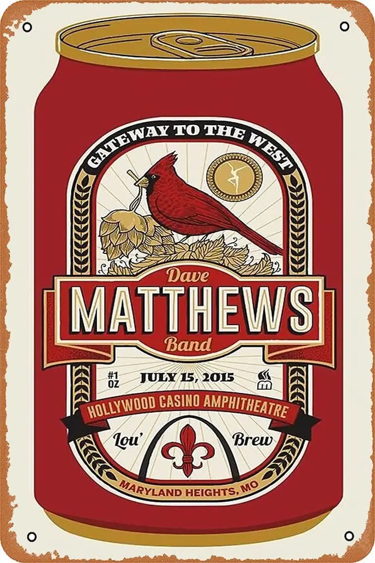 XLSIPOE Dave Matthews Band Poster Metal Sign 8X12 Inch Art Wall Decor sign