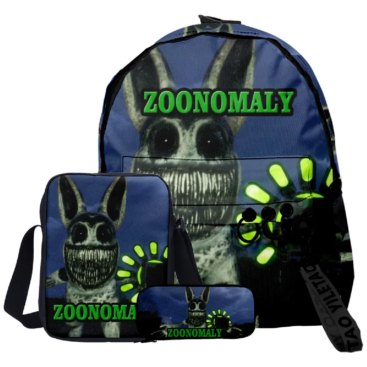 Classico popolare novità Zoonomaly stampa 3D 3 pezzi / set borse da scuola per alunni portachiavi zaino borsa a tracolla inclinata astuccio
