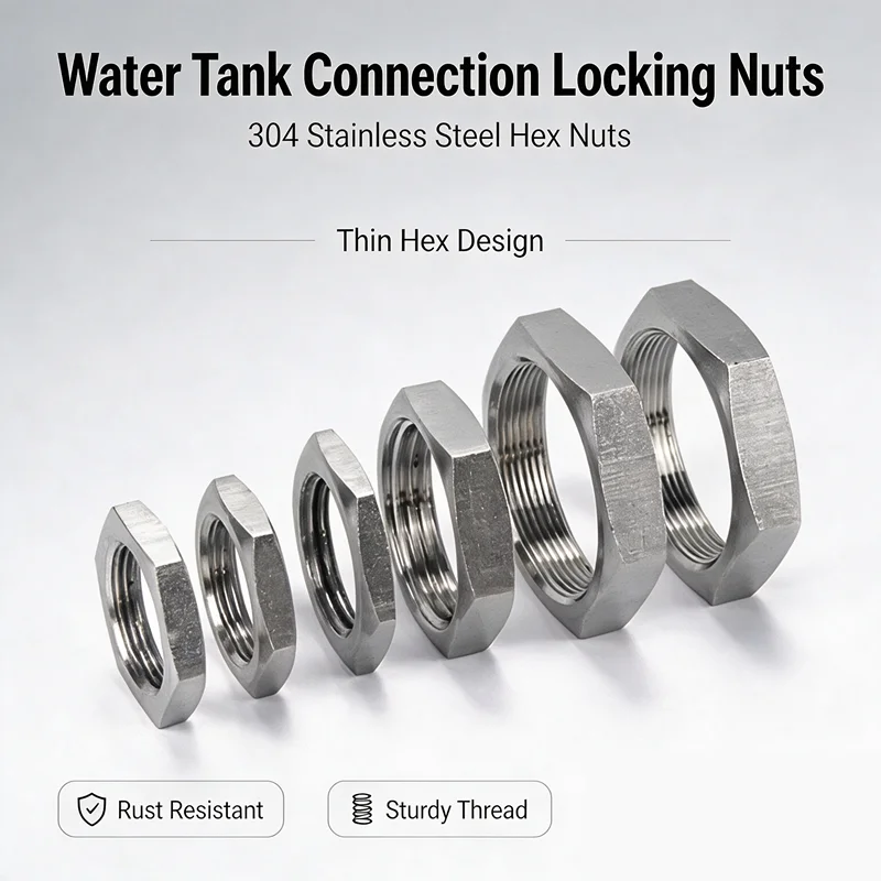 Water Tank Connection Locking Nuts 304 Stainless Steel Hexagonal Thin Hex Nuts
