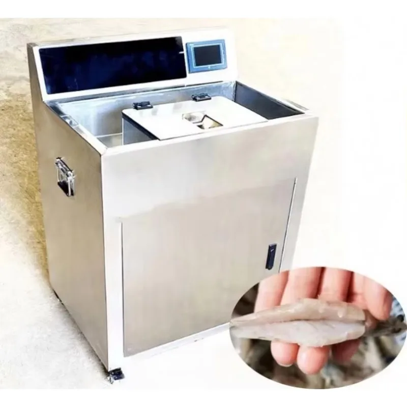 自動皮むき機 手動数値制御 後部開口分解装置 エビ開き装置 エビベース