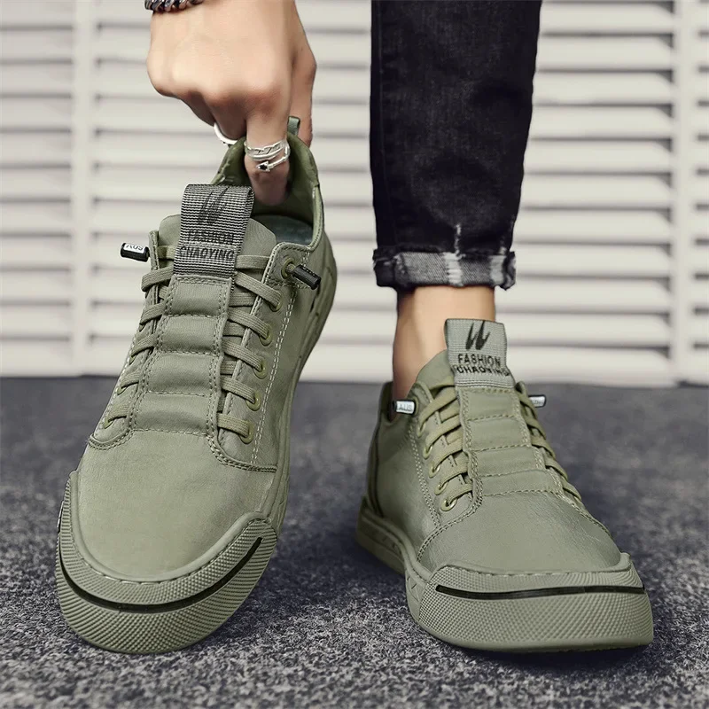 2024 Green Men Casual Shoes Ice Silk Canvas Shoes Men Walking Shoes Outdoor Sneakers Male Breathable Footwear Tenis Hombres