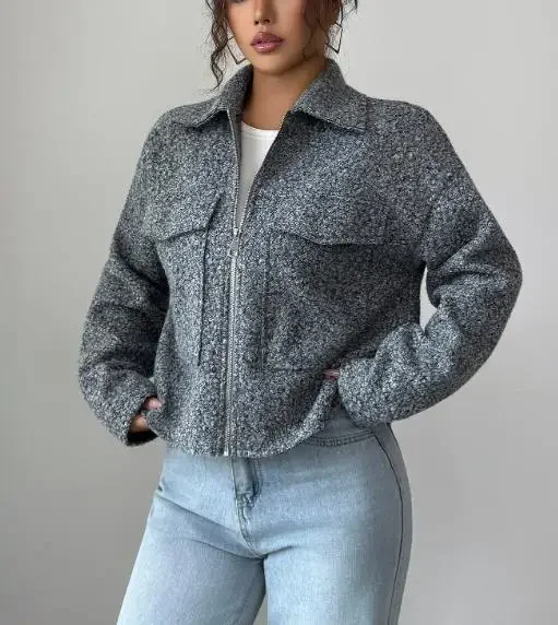 سترة بأكمام طويلة بتصميم أنيق لخريف وشتاء 2025 معطف صغير ملابس نسائية