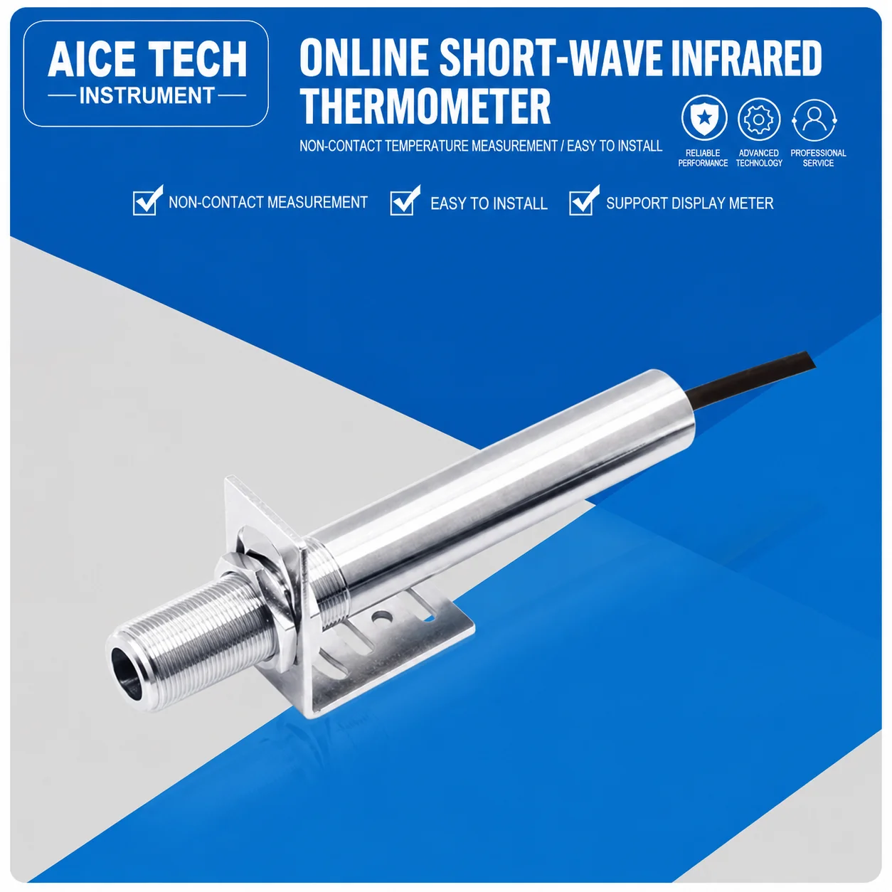 AICE TECH Online Short Wave  Wireless Temperature Sensors Sensing Probe for Stainless Steel Copper Iron