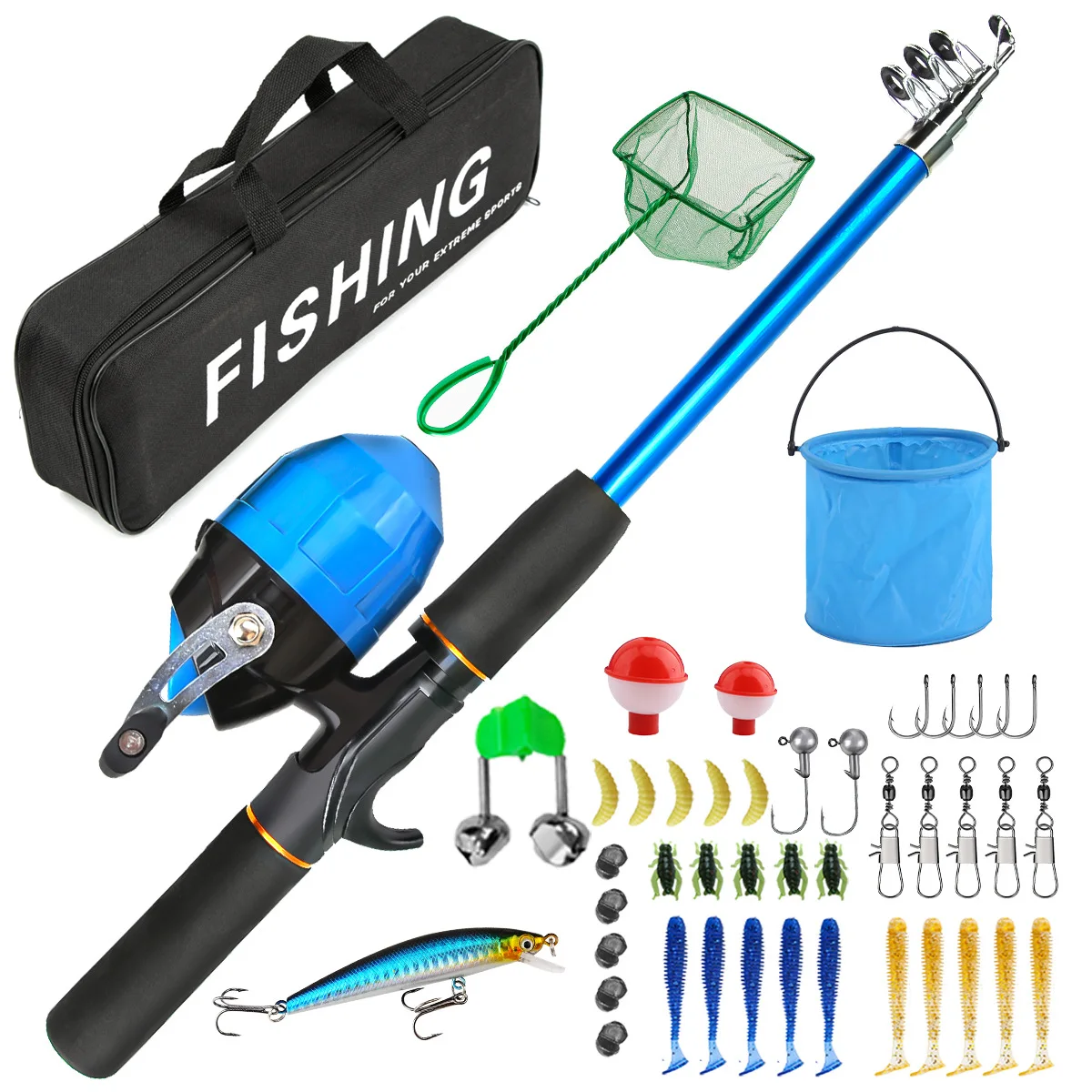 

Набор морских удочек 1,5 м, телескопическая удочка из стекловолокна, мягкая приманка, рыболовная катушка гольяна, набор рыболовных снастей