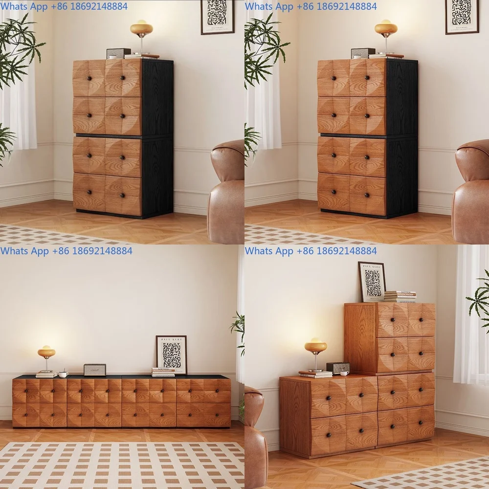 

Solid Wood Chest of Drawers Vintage Style Living Room TV Stand Entryway Storage Cabinet Modular Unit Sofa Sideboard Bedroom