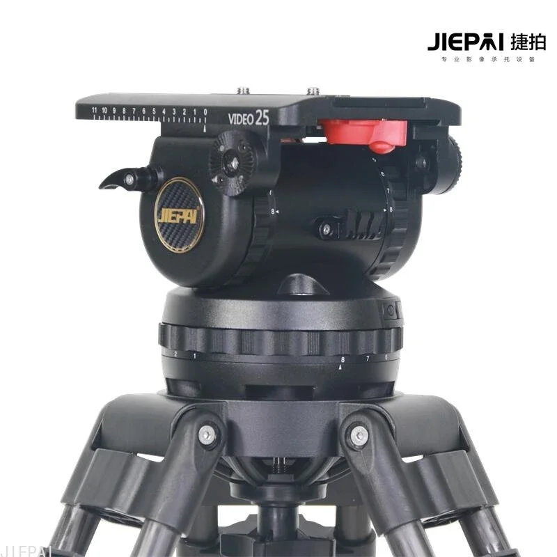 JIEPAI V25 PRO 40kg Heavy Duty Fluid Head Professional Video Camera Tripod Head 150mm Bowl Pan bar for ENG FILM CINE Tripod Use