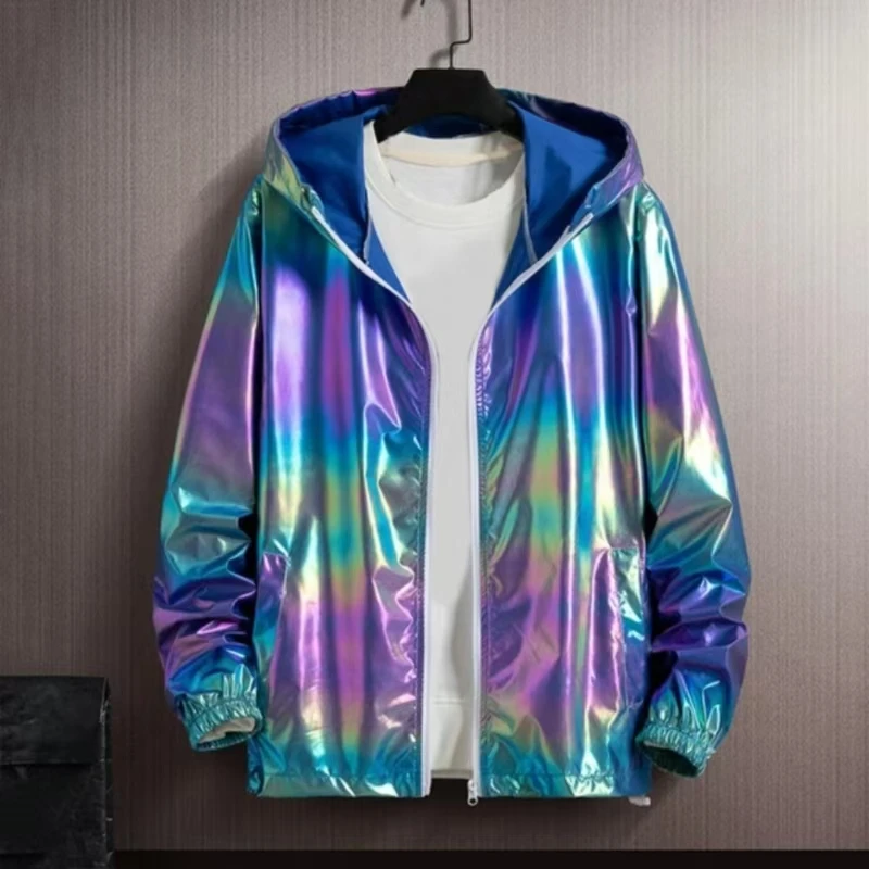 Summer Dazzling Color Reflective Sunscreen Clothes Men's Ice Filament Ultra-thin Lovers Color Thin Jackets Trend Change Jackets