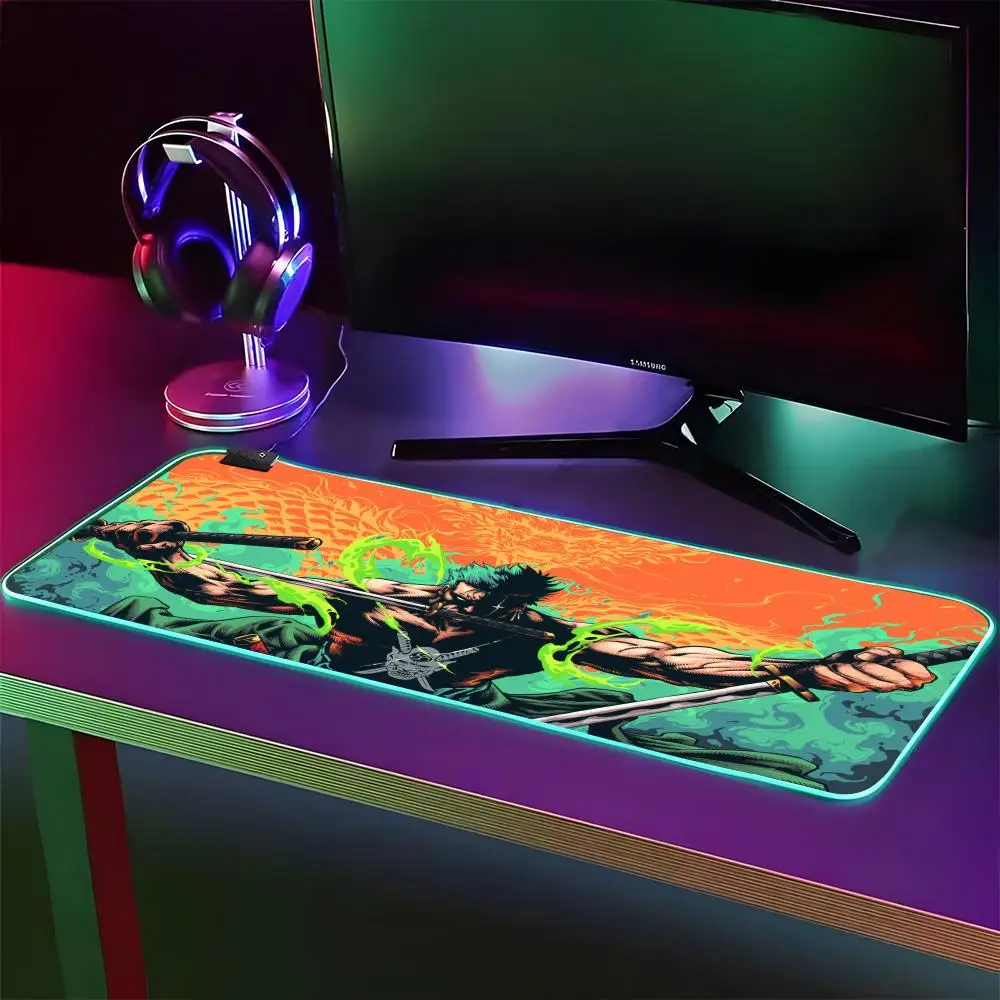 A-R-RoroNoaS Z-ZoroS-S Mouse Pad RGB Gaming Mouse Pad Desk Mat HD Gamer Large LED Light XXL MousePads