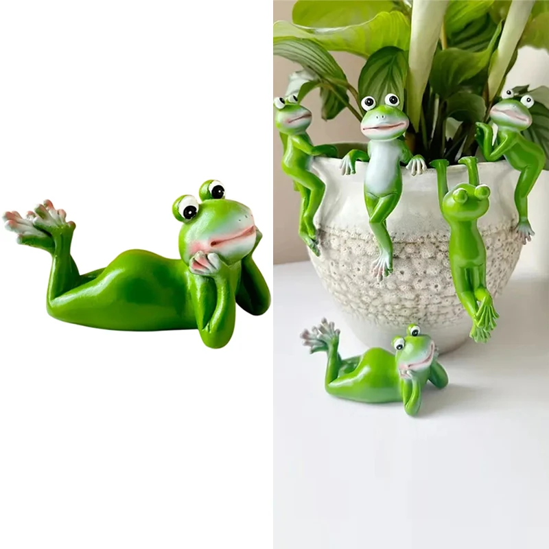 

Милые фигурки лягушек для восхождения, цветочный горшок, обниматель, смола, подвесная скульптура лягушки, уличная статуя, украшения для горшков с растениями, украшения для патио
