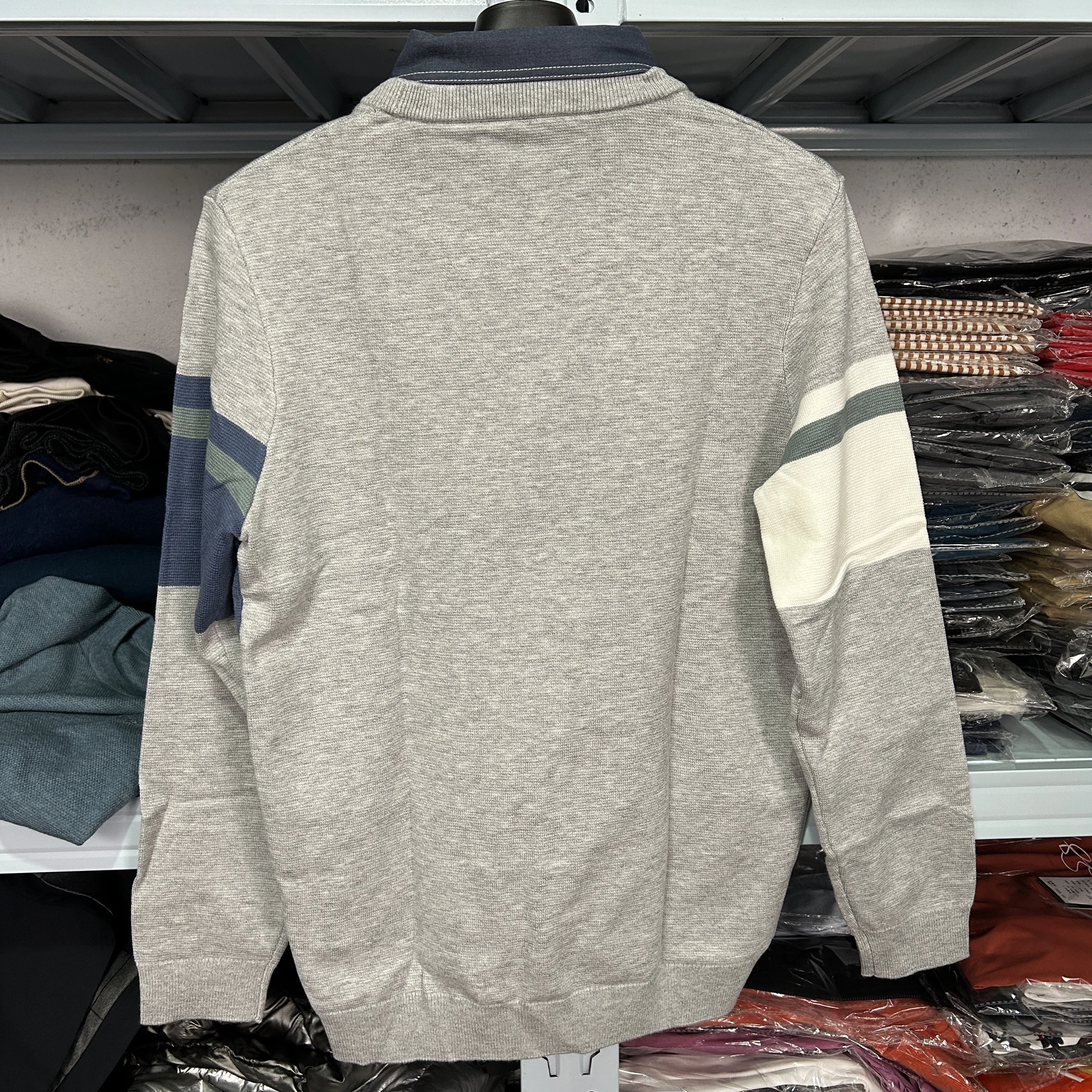 H Brand Knitted Sweater Fake Two-Piece Set Blue ey White Patchwork Long Sve Faion Urban Sle Men's Knitwear Tagl