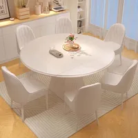 Extendable Long Round Table Chairs White Design Kitchen Dining Table Restaurant Luxury Tavolo Pranzo Allungabile Home Furniture