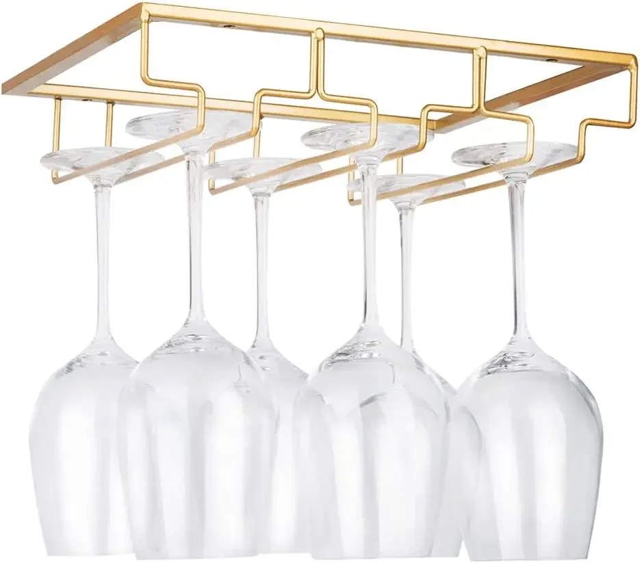 Wine Glass Hanger Rack for Bar Kitchen Home, Under Cabinet Wine Glass Holder, Hanging Stemware Rack Organizer for Wine Cabinet