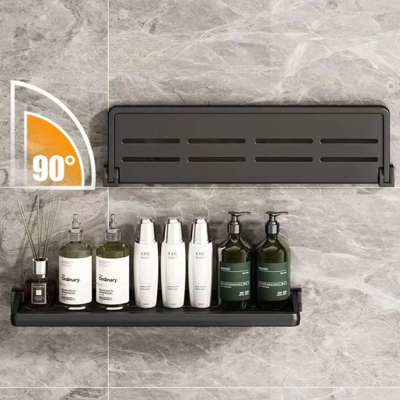 Multi-functional Foldable Bathroom Shelf Punch-free Shampoo Shower Drain Storage Shelf Wall-mounted Kitchen Bathroom Organizer