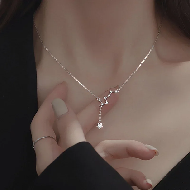 925 Sterling Silver Five-Pointed Star Pendant Necklace for Women • Platinum Plated O-Chain Design • Light Luxury Fashion Style •