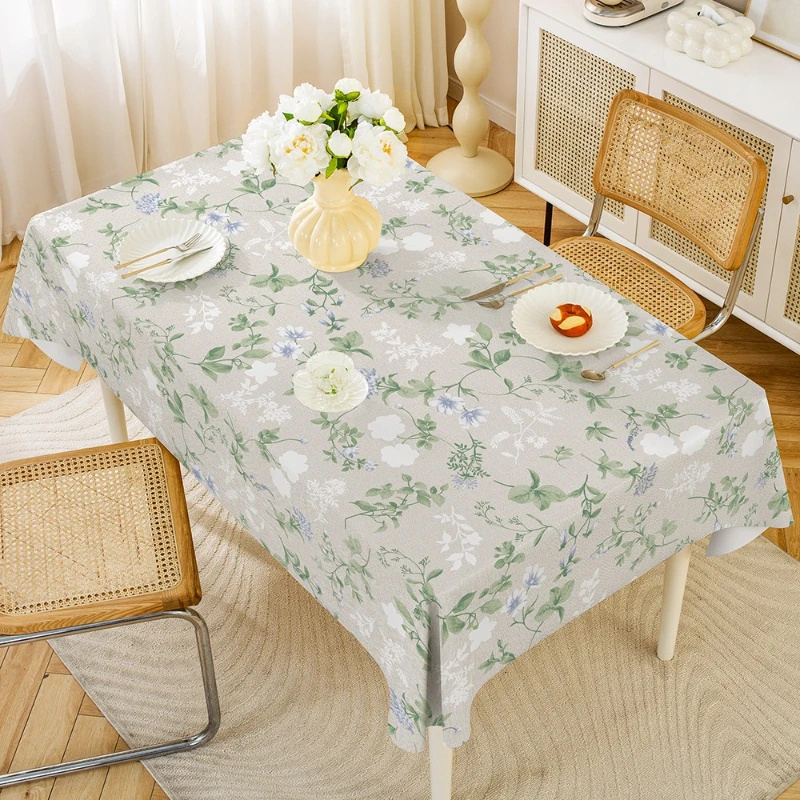 PVC Waterproof and Oil Resistant Tablecloth with Floral Patterns for Restaurant Dining Table Decoration and Kitchen Supplies