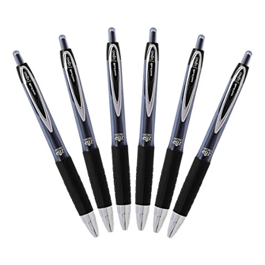 

Signo 207 Retractable Gel Pen, 0.5mm Micro Point, Black, Pack of 6
