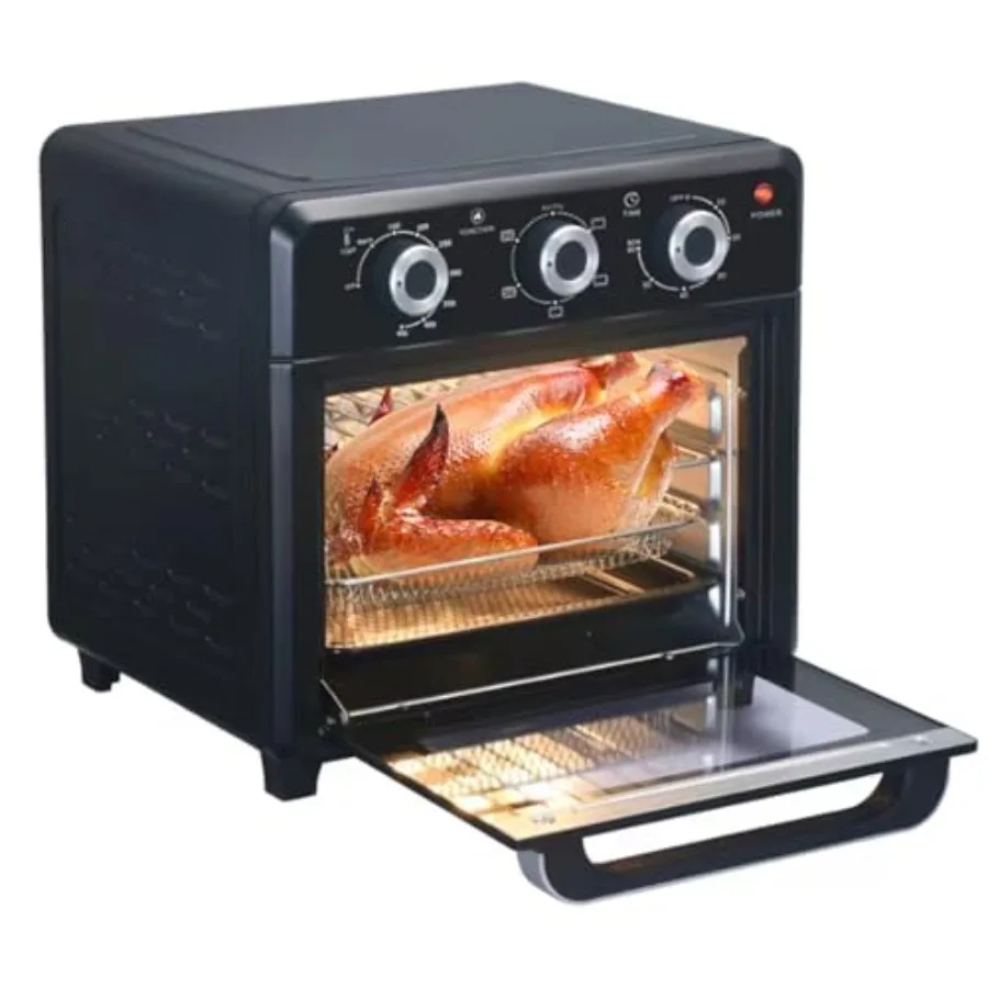 

Compact 1400W 21QT Black Stainless Steel Airfryer Toaster Oven with 6-in-1 Multifunctions Wide Temperature Range 60-Minute Time