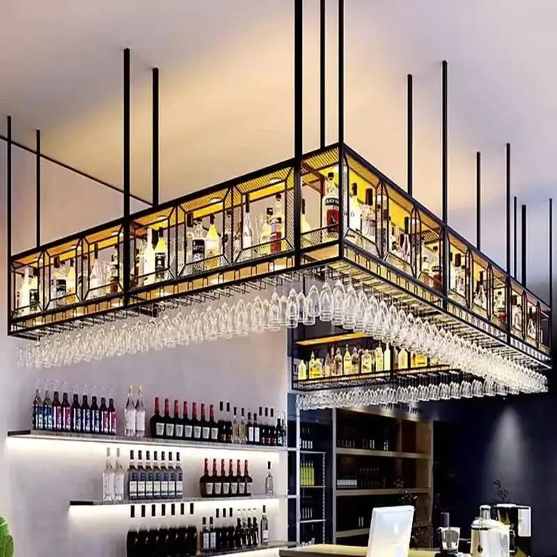 

Hanging Corner Liquor Wine Cabinet Display Salon Storage Restaurant Bottle Wine Rack Metal Drink Retail Wijn Kast Home Furniture