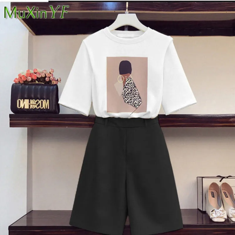 Women's Summer Casual Suits 2022 New Fashion Short Sleeves T-Shirts Blouse Shorts Two Piece Korean Elegant Loose Tops Pants Set