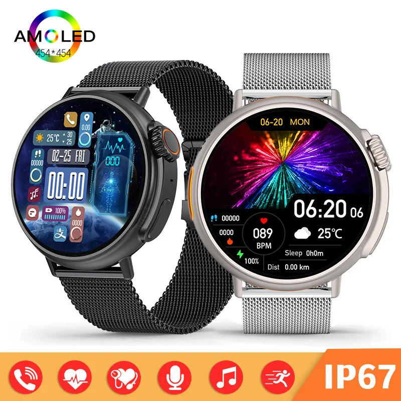 2023 New Round Screen Smart Watch 454*454 Ultra 8 NFC Men Women Smartwatch IP67 Waterproof Sports Fitness Tracker Bluetooth Call