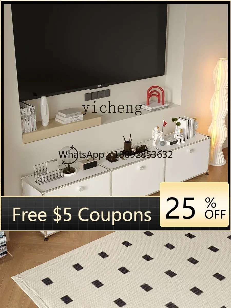 

A1 Mid-Ancient Stainless Steel TV Cabinet Storage Simple Module Assembled Cabinet Cream Style Sideboard Cabinet