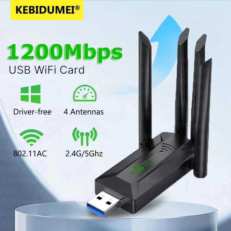 Двухдиапазонный адаптер Wi-Fi USB 3.0 1200 Мбит/с 2,4G/5GHZ, оригинальный 4 антенны, беспроводная сетевая карта Wi-Fi 802.11AX для Win 10/11