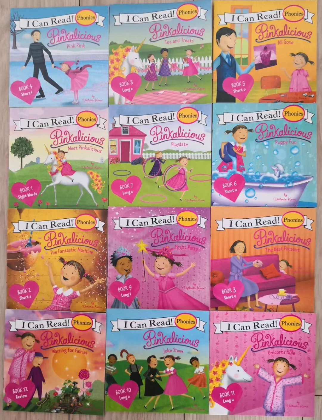 12 Books Set I Can Read Pink Girl Series, Mini Portable English Picture Books, Kids Storybooks, Reading Training Materials