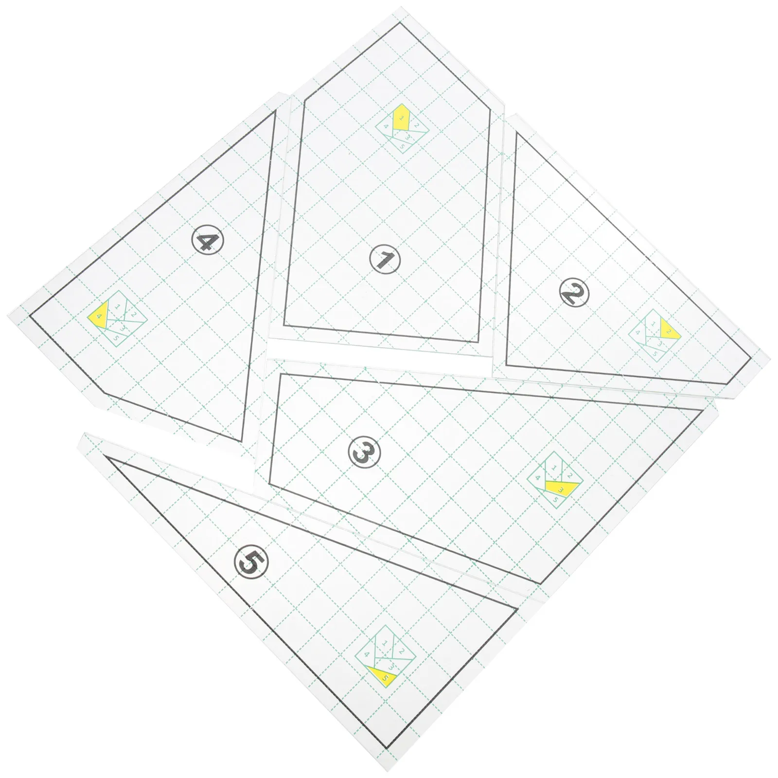 5Pcs Premium Reusable Transparent Quilting Rulers and Templates for Sewing Embroidery Patchwork DIY Crafts Fabric Cutting Plate