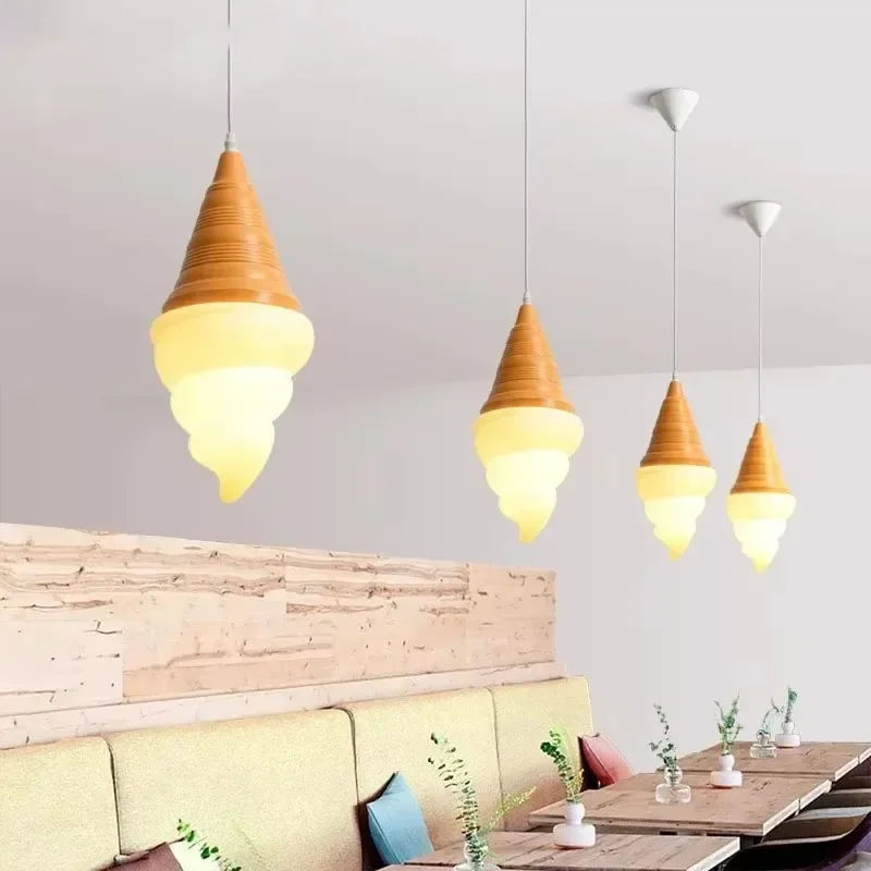 

Creative LED Pendant Lights Children Bedroom Hanging Lamp Kids Room Fixture Suspension Lighting Dessert Shop Ice Cream Cone